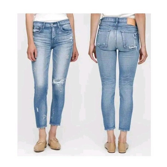 Moussy Vintage Lenwood Skinny Jean In Light Blue Distressed Cropped Sz 25 (b - Picture 1 of 9